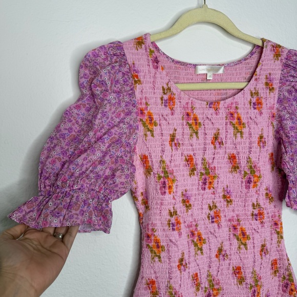LoveShackFancy Luppa Shirred Floral Mini Dress - Picture 4 of 9